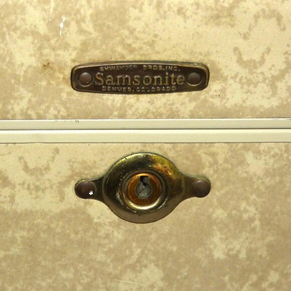 Vintage Samsonite Tan Marble Hard Side Train Case Style 4512 - Picture 2 of 11